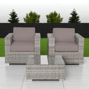 Wicker Seating Group Set With Table And Cushions