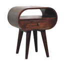 Wooden Circular Bedside Table With Open Slot - Walnut