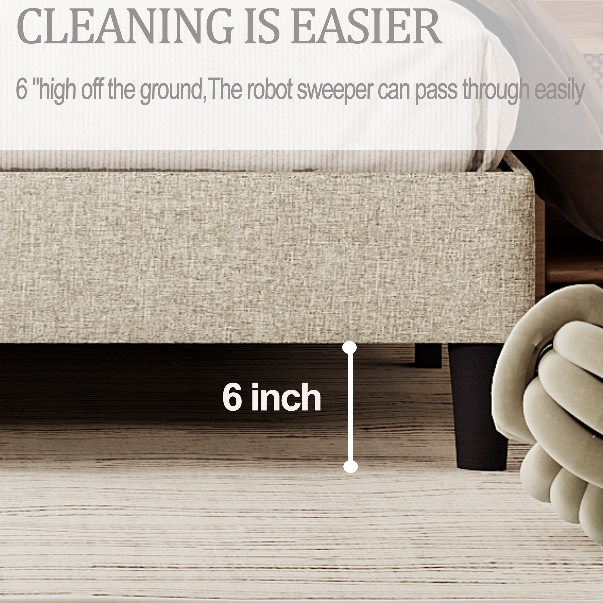 King size Panel Bed Frame with Adjustable Button-Tufted Headboard for Bedroom/Linen Upholstered/Wood Slat Support/Easy Assembly,Linen Beige