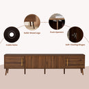 TV Stand For TVs Up To 85" With Fluted Door, Cable Management, Soft-Closing Hinges - Walnut