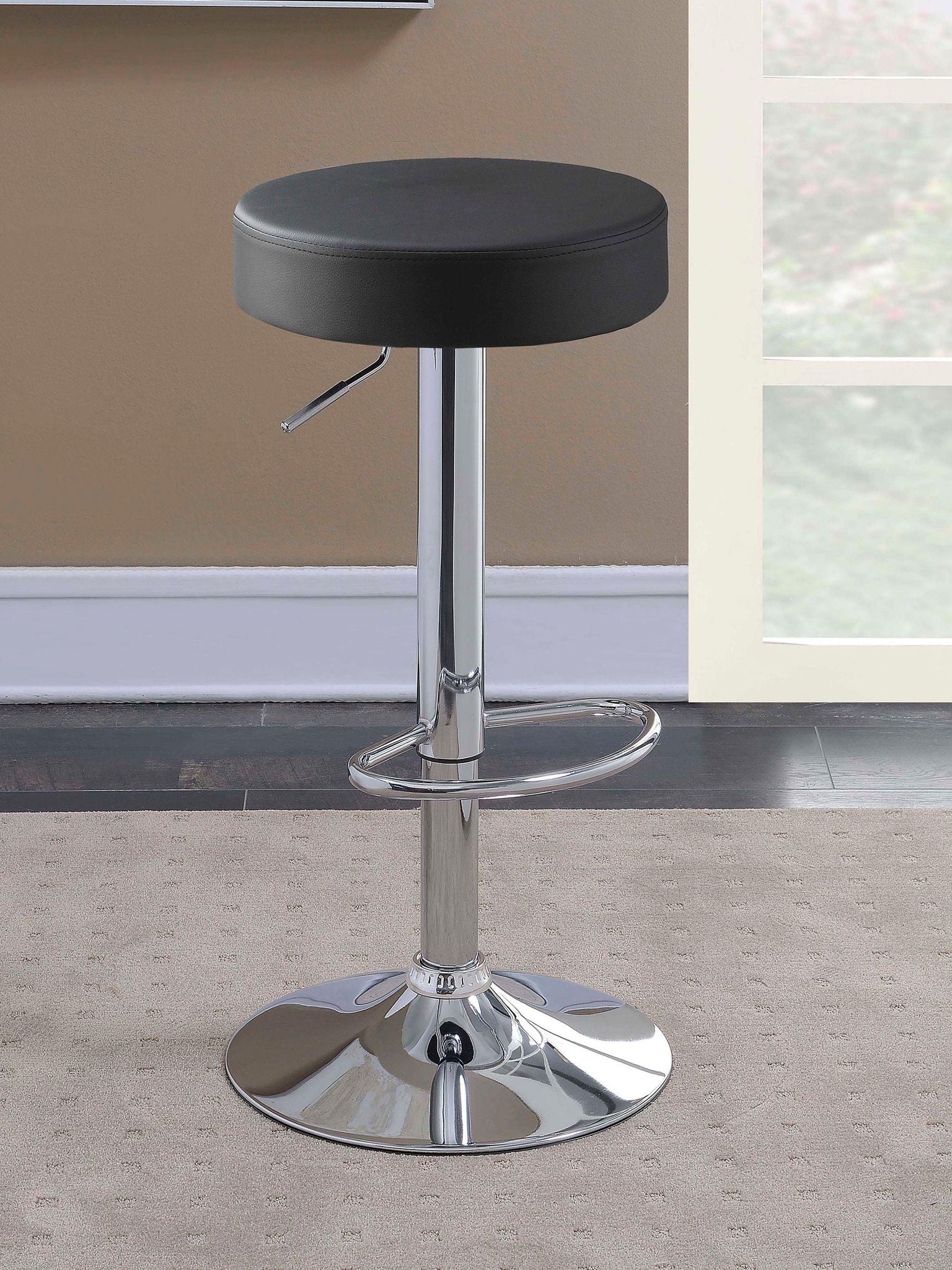 Ramses 29-inch Adjustable Bar Stool Chrome and Black - Atlantic Fine Furniture Melbourne FL