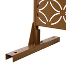 Freestanding Decorative Privacy Screen For Deck Balcony Patio, Metal Privacy - Brown