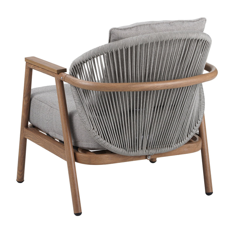 Orla - Outdoor Rope Club Chair, Cushion (Set of 1) - Teak / Taupe