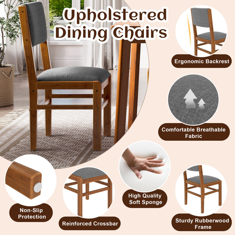 Dining Chairs (Set of 4), Mid Century Modern Fabric Upholstered Kitchen Side Chairs, Farmhouse Dining Room Chair - Brown / Gray