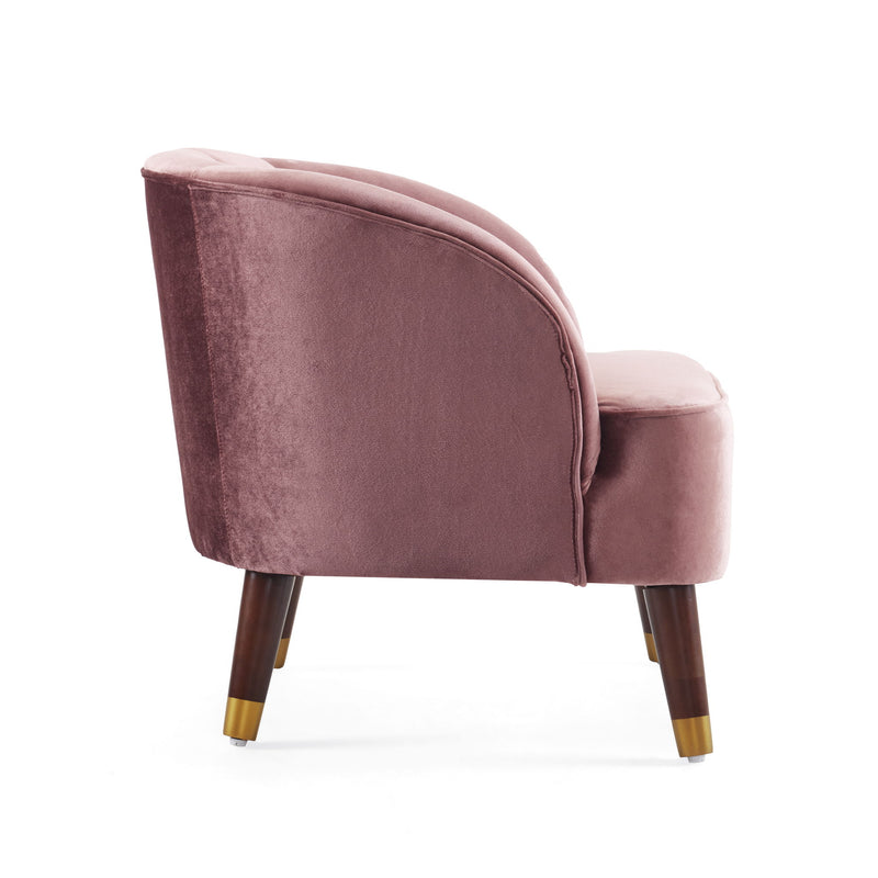 Elegant Upholstered Barrel Accent Chair With Wooden Legs