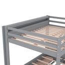 Wood Full Size Convertible Bunk Bed With Storage Staircase, Bedside Table, And 3 Drawers - Gray