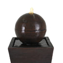 35.5" Tall Column Fountain With LED Lights, Retro Outdoor Decor, Weather Resistant Feature - Dark Brown