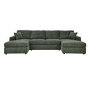 3 Piece Corduroy Double Chaise Sectional Sofa