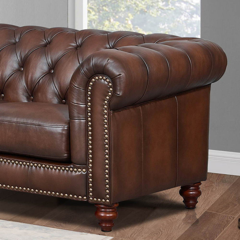 Alton Bay - Top Grain Leather Loveseat - Brown