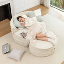 Modern Oversized Round Barrel Accent Chair With Ottoman