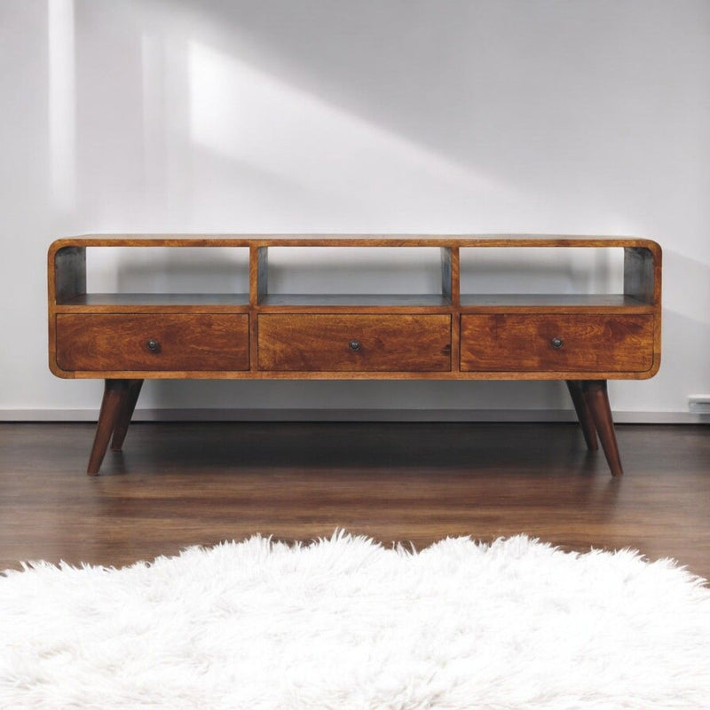 Trio Curved Media Unit - Antique Bronze