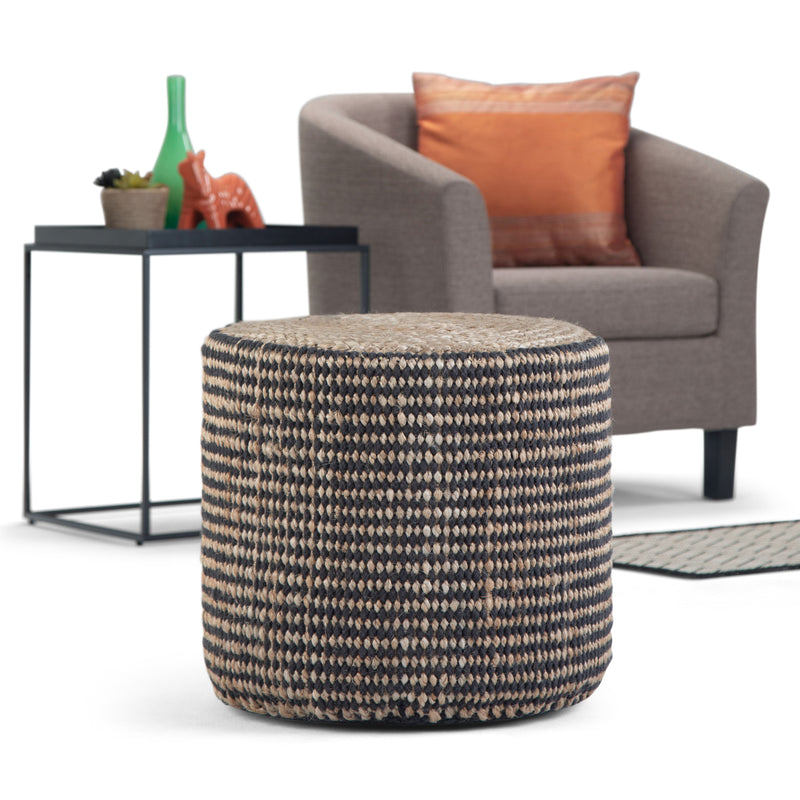 Larissa - Handcrafted Round Braided Pouf