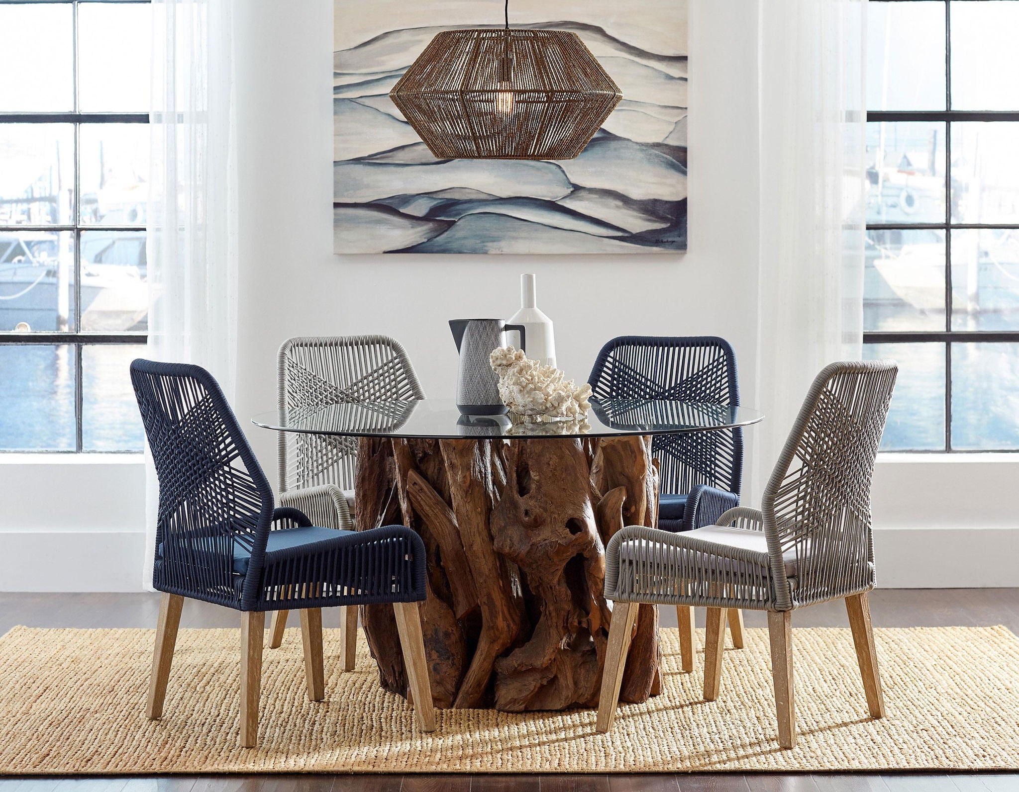 Nakia Woven Rope Dining Side Chairs Grey (Set of 2) - Atlantic Fine Furniture Melbourne FL