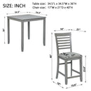 5 Piece Dining Table Set, Wooden Dining Square Table Set For 4, Counter Height Kitchen Table Set With Square Table And 4 Upholstered Chairs - Gray