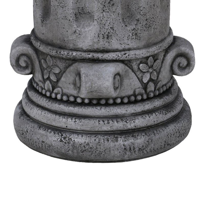 Outdoor End Table, Round Side Table For Patio And Garden - Antique Grey