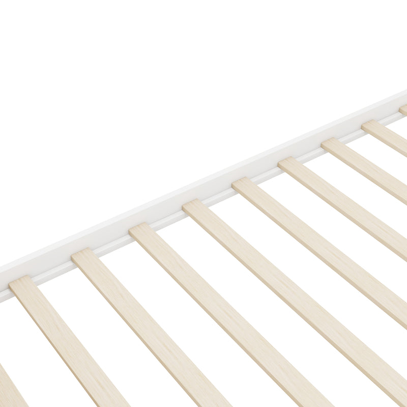 Full Size Wood Storage Platform Bed with 2 Drawers, Rattan Headboard and Footboard, White