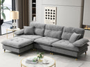 L Shaped Convertible Sectional Sofa 4 Seat Tufted Couch Set With Two Tone Adjust Legs Cloud Movable Ottoman