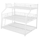 Twin XL/Full XL/Queen Triple Bunk Bed with Long and Short Ladder and Full-Length Guardrails,White