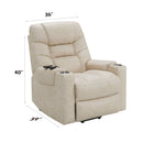 Nairi - Leather Aire Power Motion Recliner With Lift Heating Massage Function - Ivory