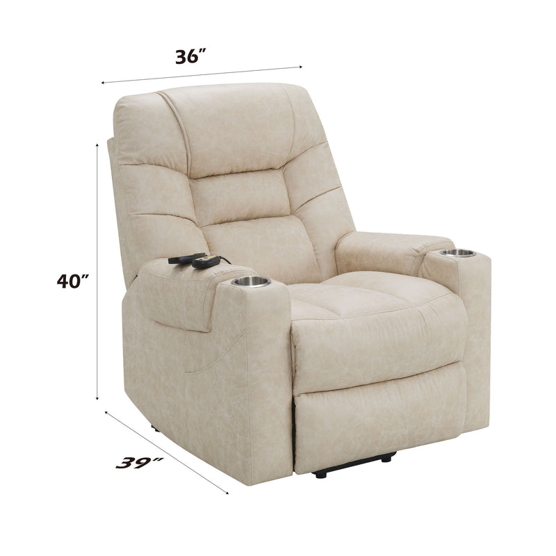 Nairi - Leather Aire Power Motion Recliner With Lift Heating Massage Function - Ivory