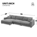 Oversized Sectional L Shaped Cloud Couch With USB Charging Port Cup Holder Deep And Wide Seat Sofa With Chaise Comfy