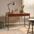 Industrial Style Storage Desk With Acacia Wood Top And Metal Legs - Oak