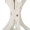 Rustic French Country Accent Table With Hourglass Firwood Base And Lipped Top