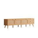 TV Stand, Media Console, 2 Drawers & Cable Management - Natural Wood