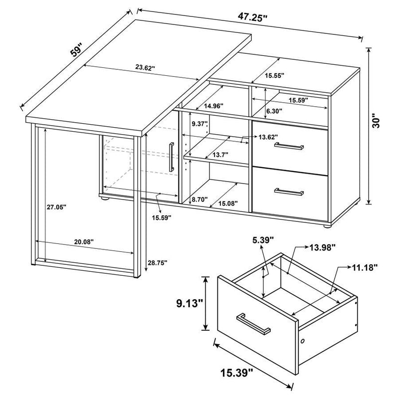 Hertford - L-Shape Office Desk with Storage