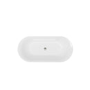 Acrylic Freestanding Bathtub-Acrylic Soaking Tubs, Fluted Style Freestanding Bathtub With Integrated Slotted Overflow And Brushed Nickel Toe-Tap Drain, 02149-Bn - Glossy White