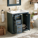 Ceramic Sink Combo, Freestanding Vanity Set With 3 Drawers & Soft Closing Doors