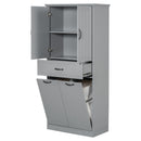 Modern Bathroom Storage Cabinet With Two Laundry Baskets, One Drawer, Adjustable Shelf