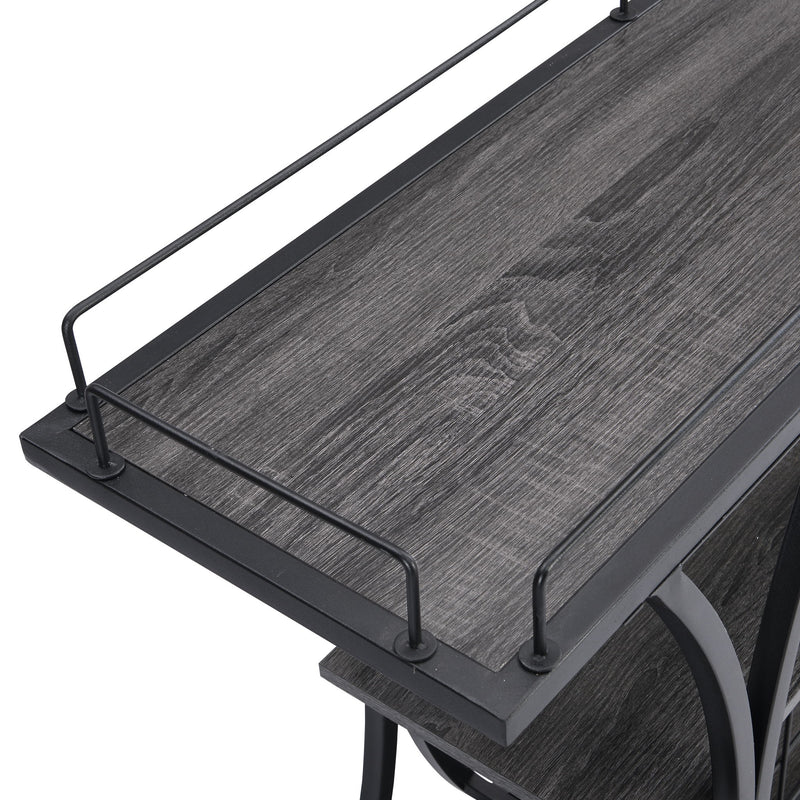 Bar Cart Kitchen Bar & Serving Cart For Home With Wheels 3 Tier Storage Shelves - Black / Gray