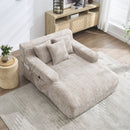 Chenille Interior Lazy Sofa Chaise Longue Armchair With 3 Pillows And Armrests