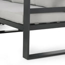 Dursley - Outdoor Aluminum V Shape Sofa Sectional - Beige / Gray