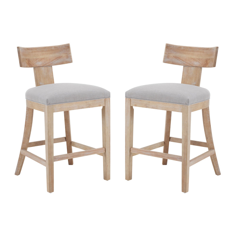 Upholstered Counter Height Bar Stools With Solid Rubber Wood Frame (Set of 2)
