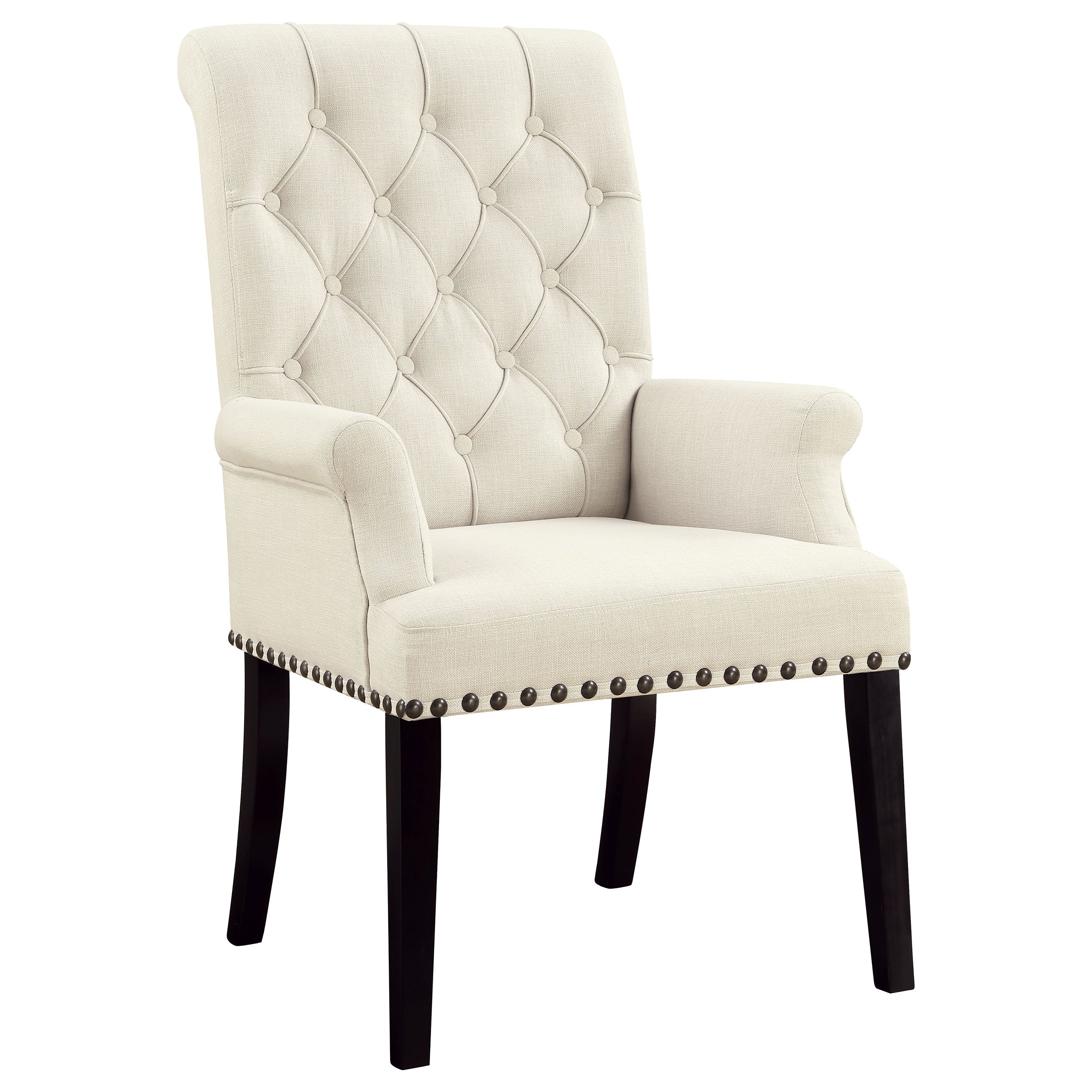 Alana Fabric Upholstered Dining Arm Chair Beige — view 1