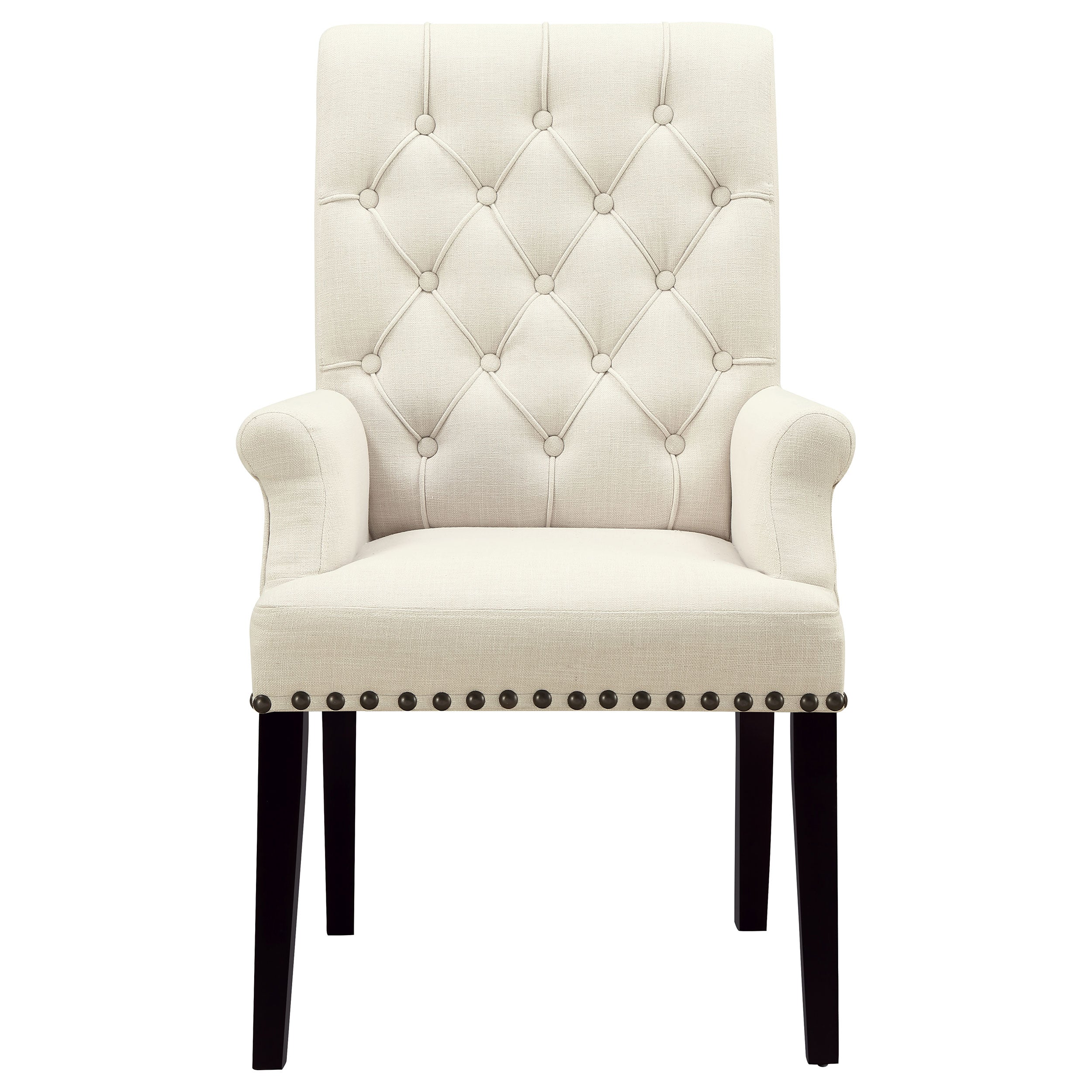 Alana Fabric Upholstered Dining Arm Chair Beige — view 3
