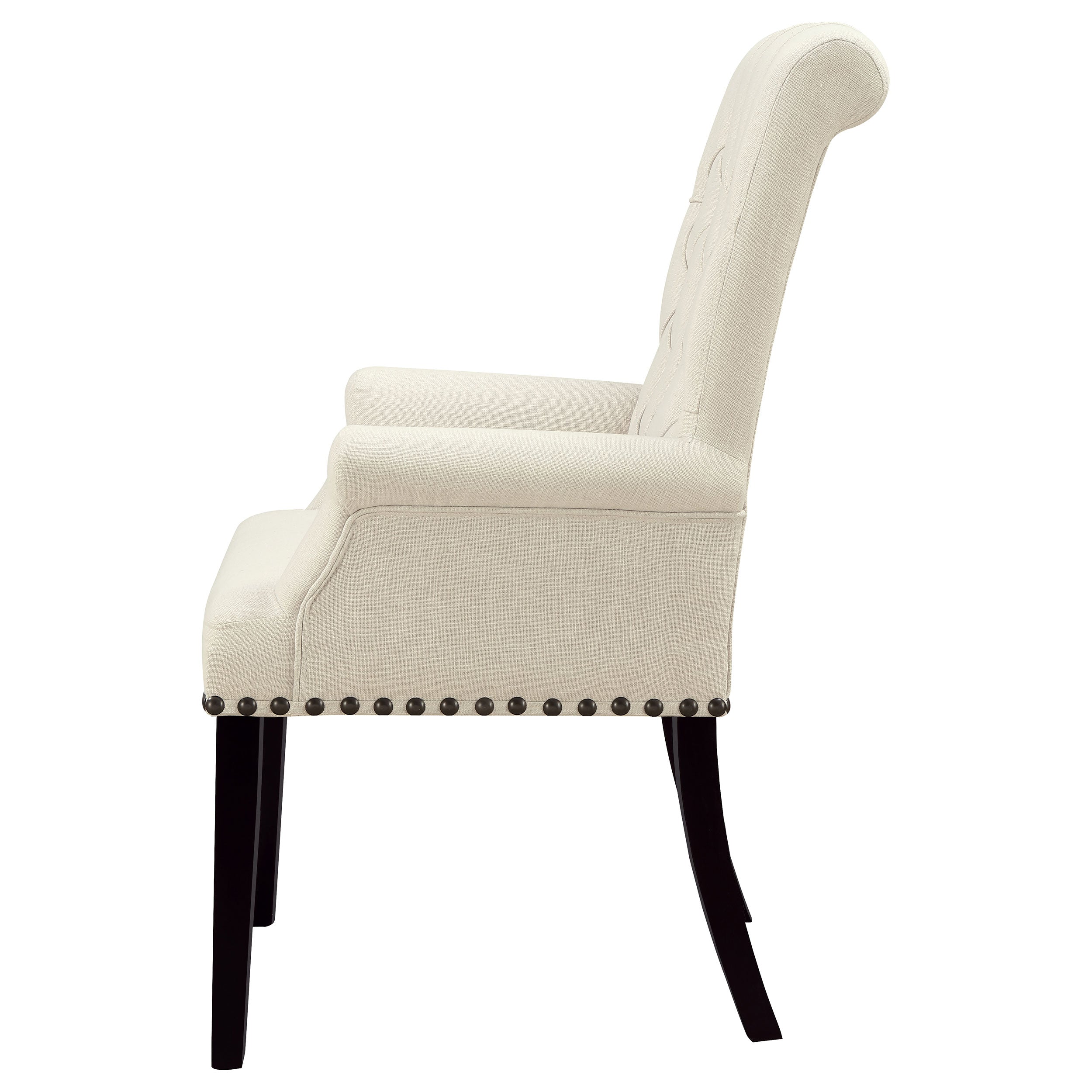 Alana Fabric Upholstered Dining Arm Chair Beige — view 5
