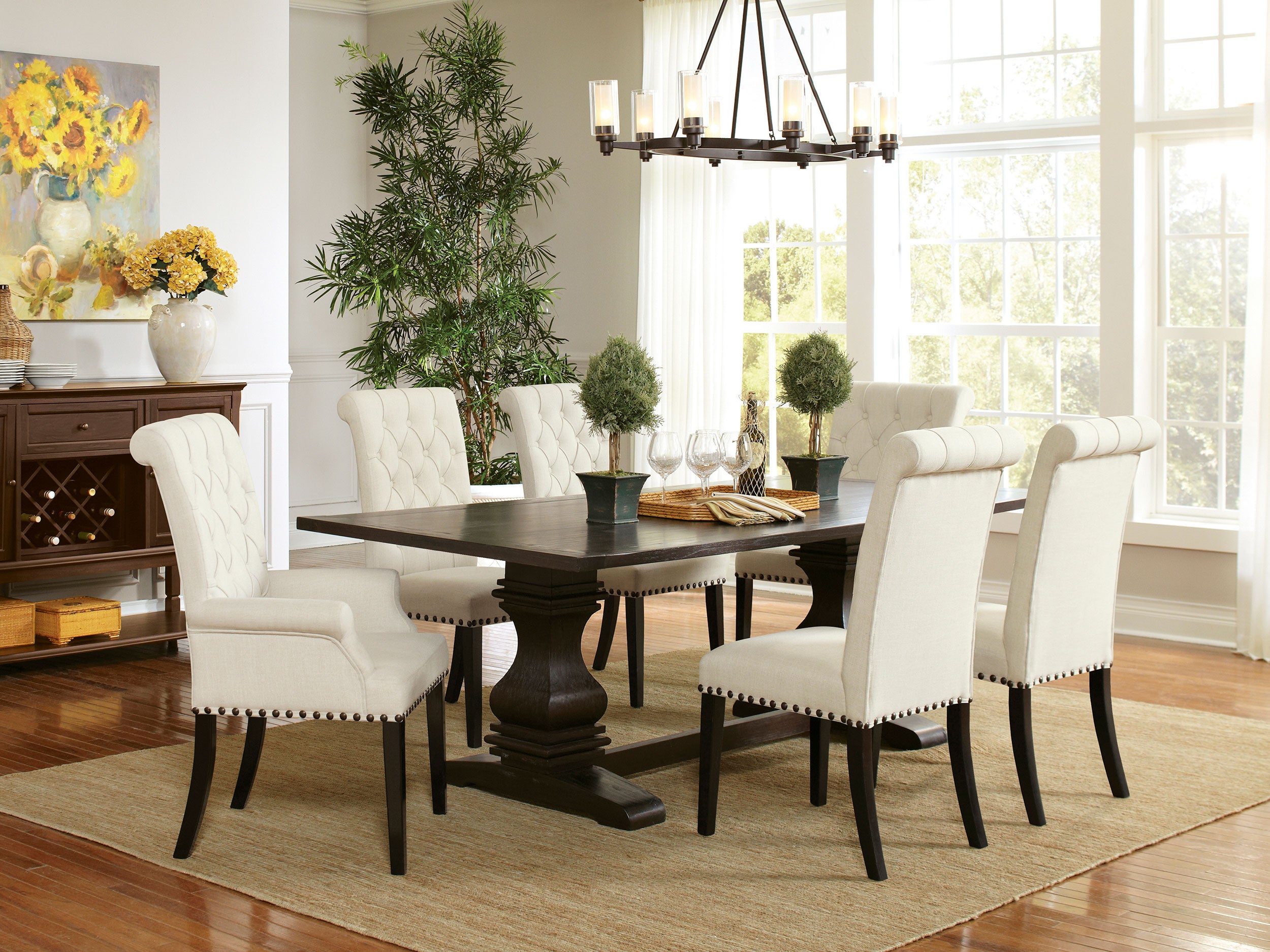 Alana Fabric Upholstered Dining Arm Chair Beige — view 13
