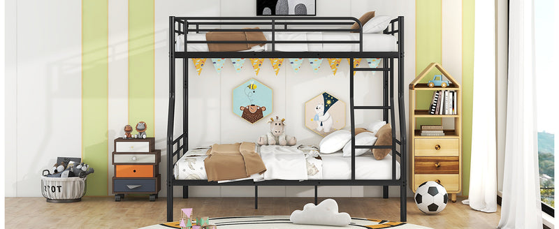 Full XL Over Queen Metal Bunk Bed, Black