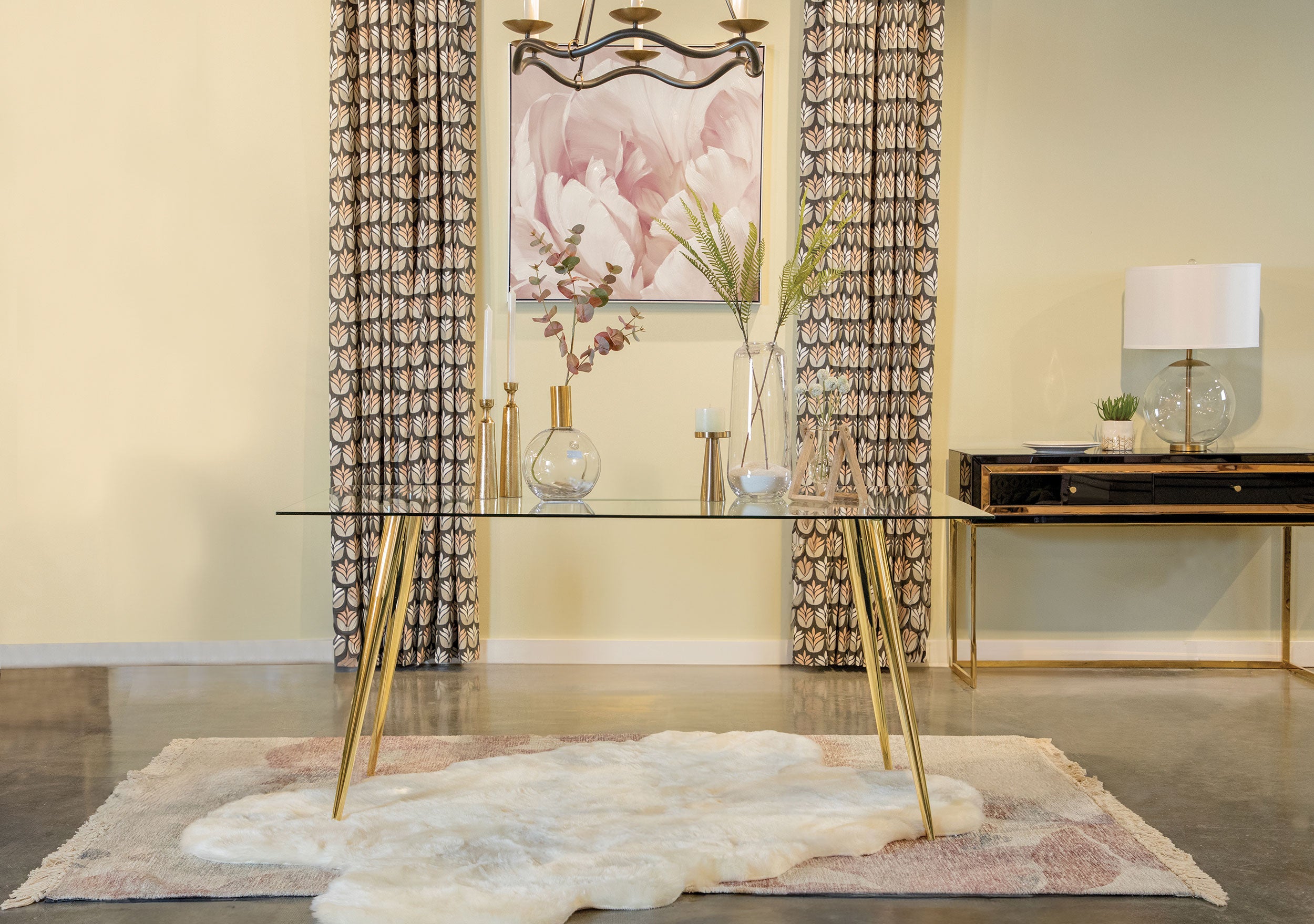 Gilman Rectangular 64-inch Glass Top Dining Table Gold — view 2
