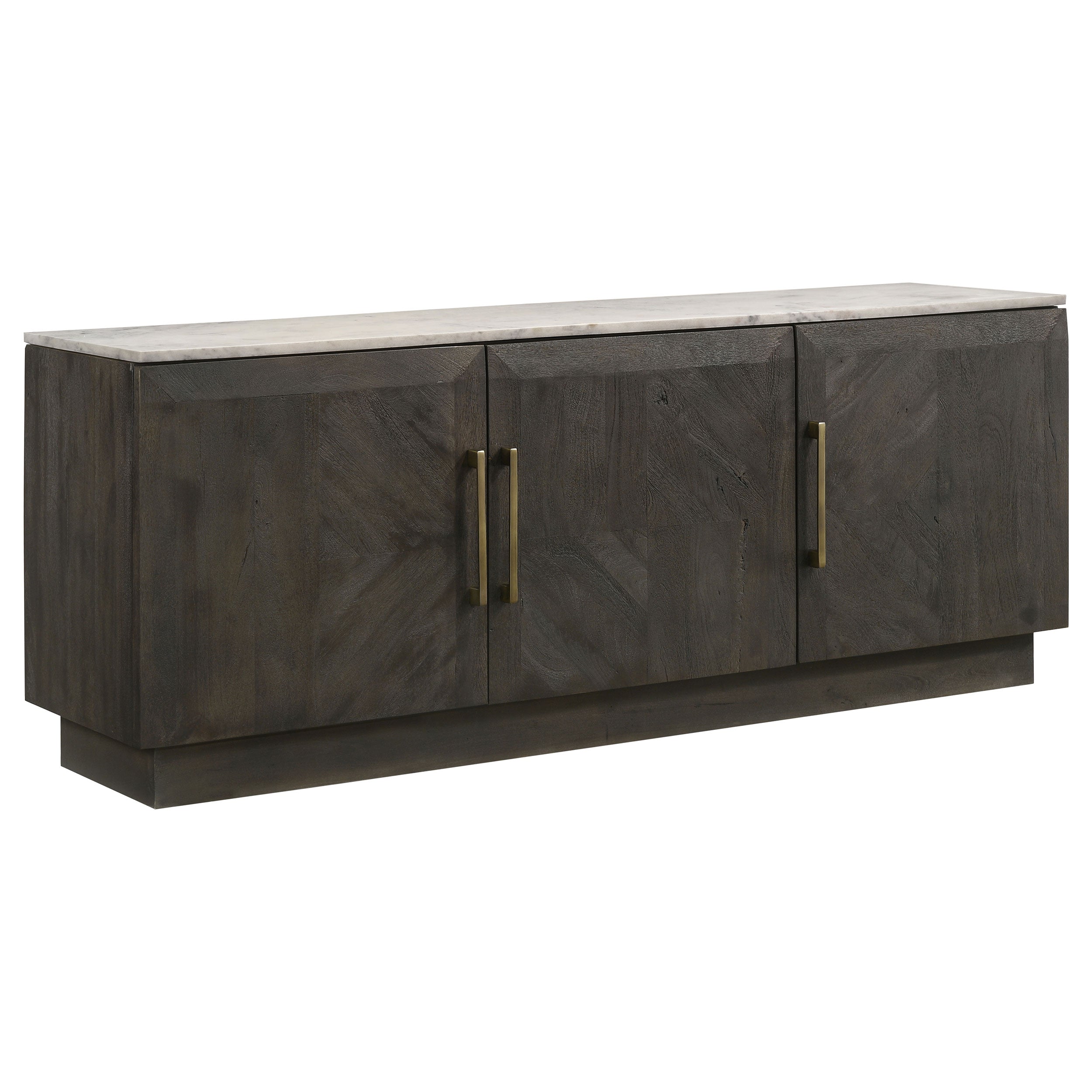 Dennis 3-door Marble Top Sideboard Buffet Tobacco Grey — view 1