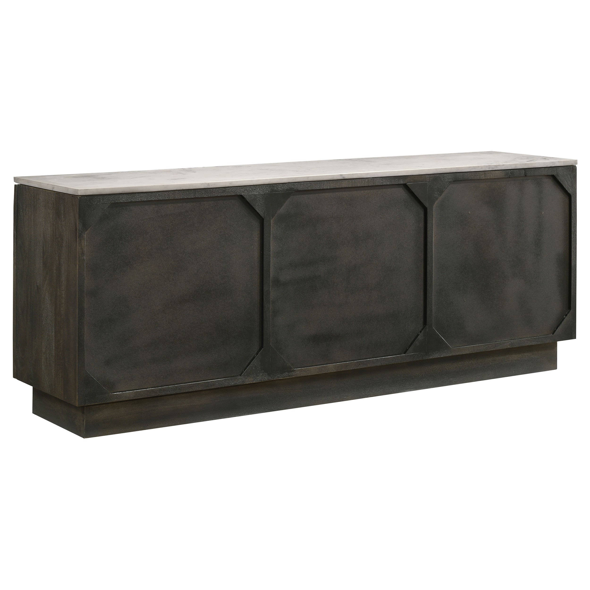 Dennis 3-door Marble Top Sideboard Buffet Tobacco Grey — view 8