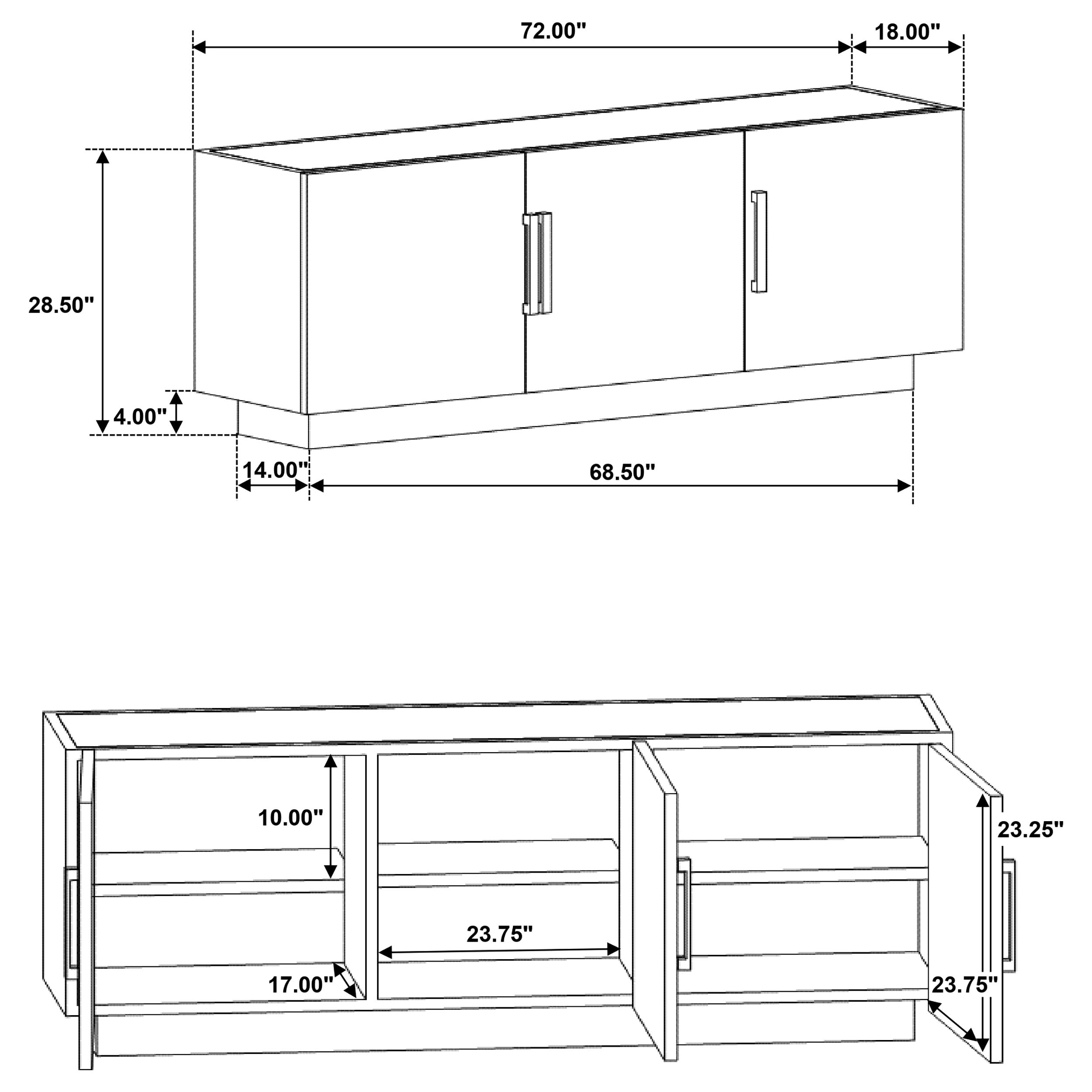 Dennis 3-door Marble Top Sideboard Buffet Tobacco Grey — view 13