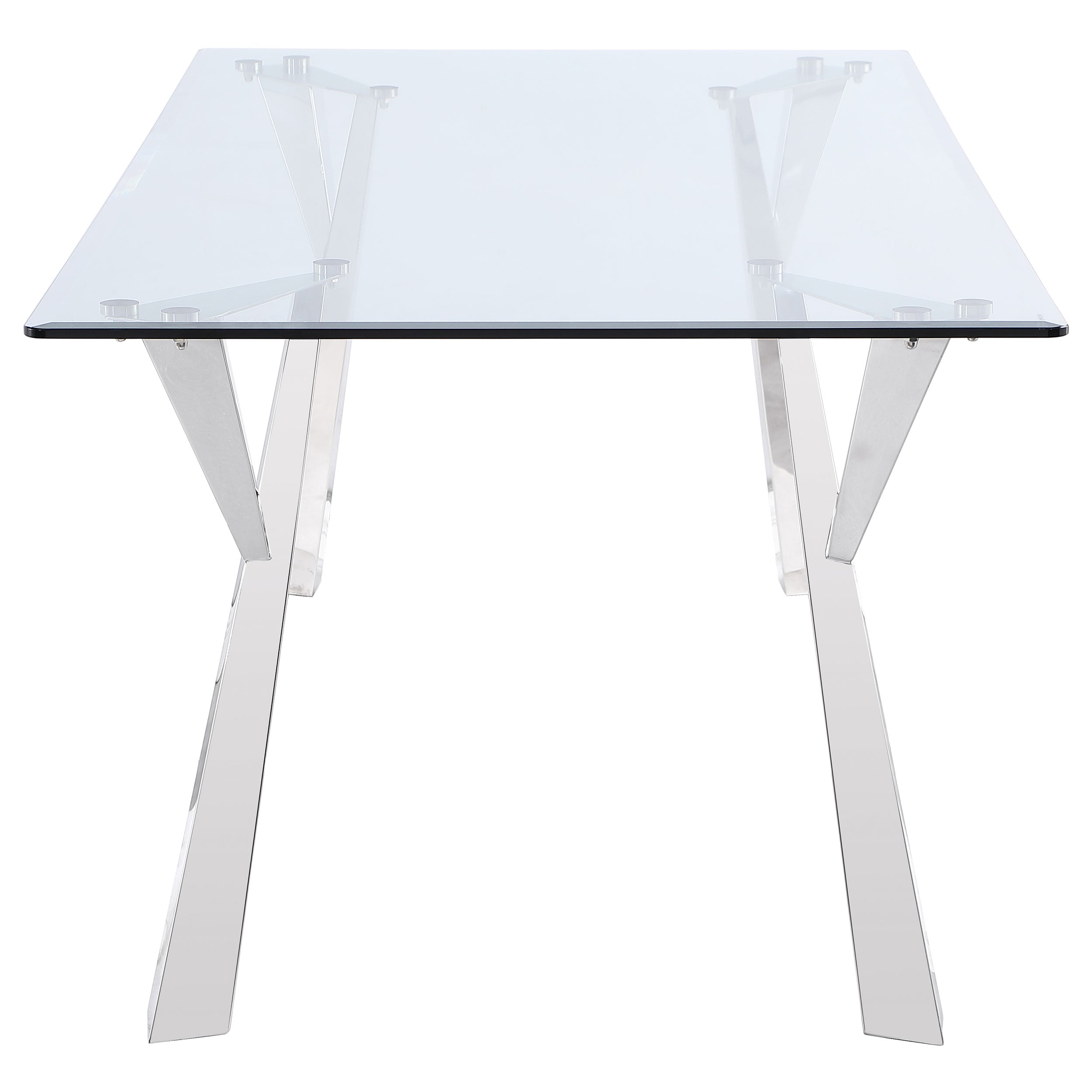 Alaia Rectangular 79-inch Glass Top Dining Table Chrome — view 4
