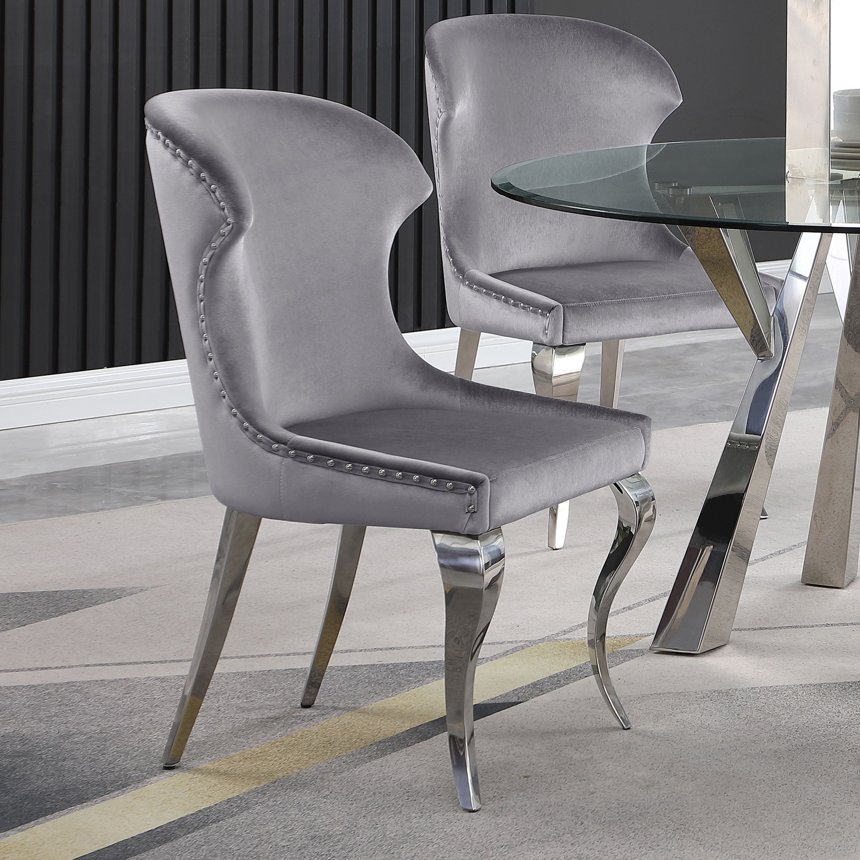 Cheyanne Upholstered Dining Side Chair Grey (Set of 2) — view 2