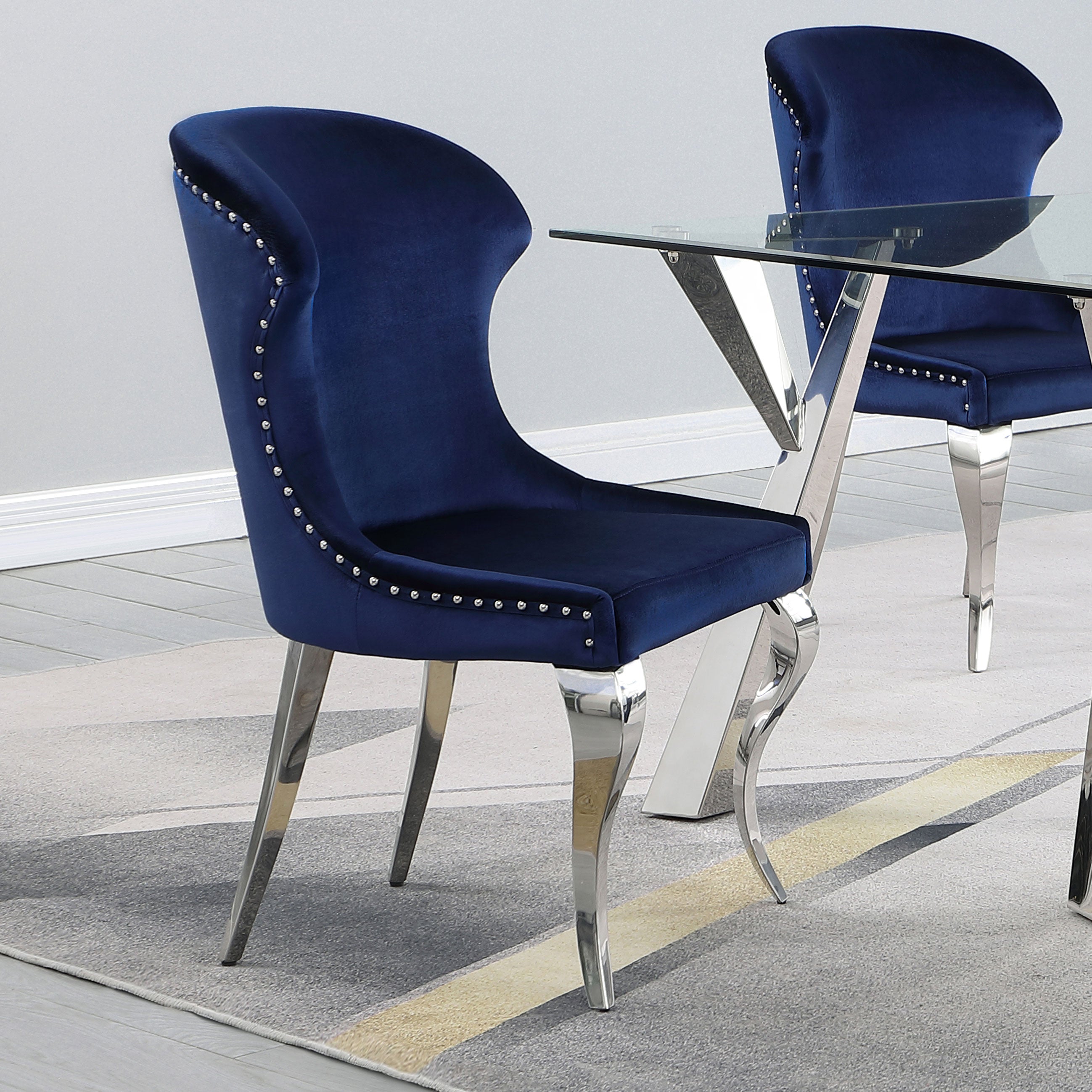 Cheyanne Upholstered Dining Side Chair Ink Blue (Set of 2) — view 2