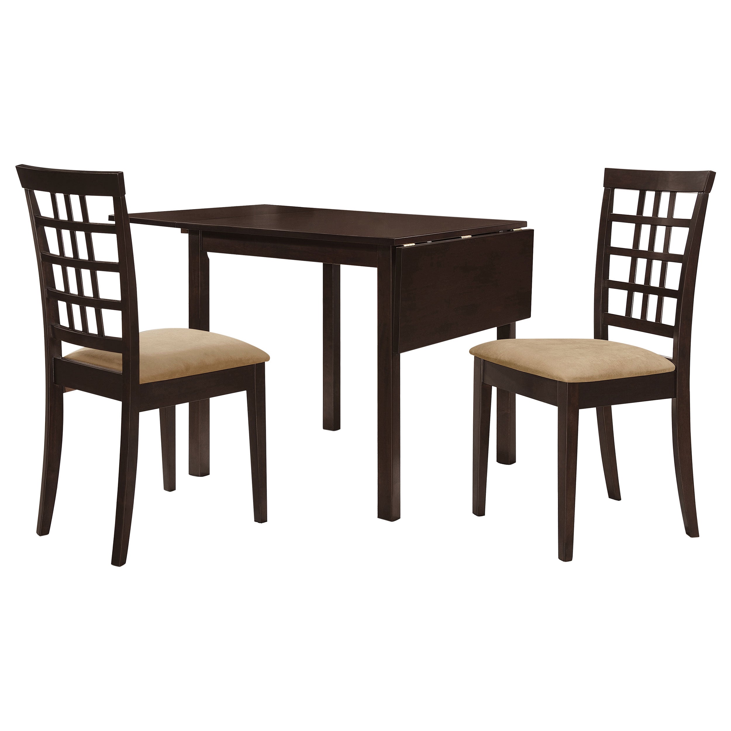 Kelso 3-piece Drop Leaf Dining Table Set Cappuccino and Tan — view 2