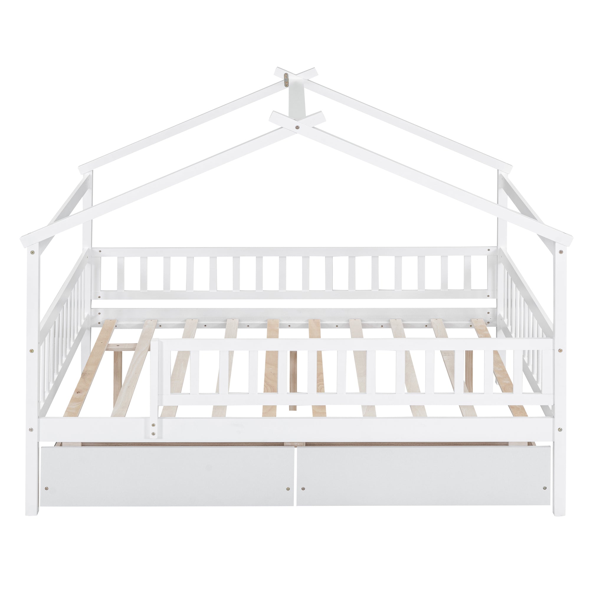 Full Size Wooden House Bed with Two Drawers, White - Atlantic Fine Furniture Melbourne FL